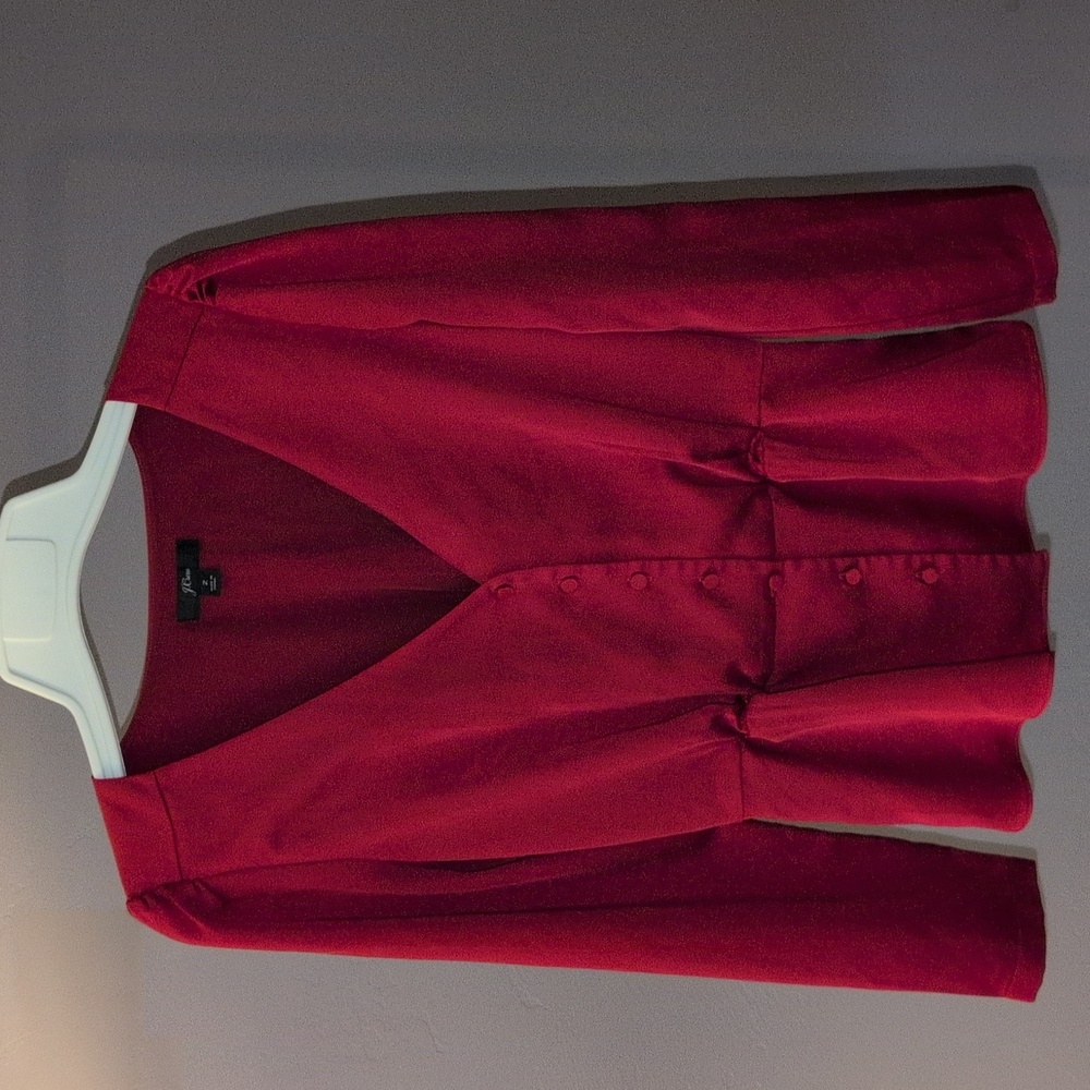 J. Crew Red Satin Peplum Top